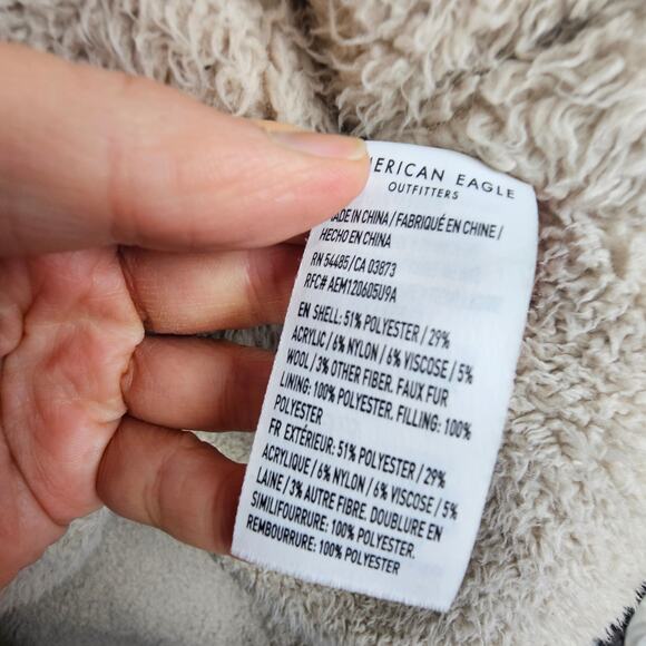 American Eagle Womens Oversized Flannel Chore Coat Barn Jacket XXL Sherpa Lined - Picture 8 of 10